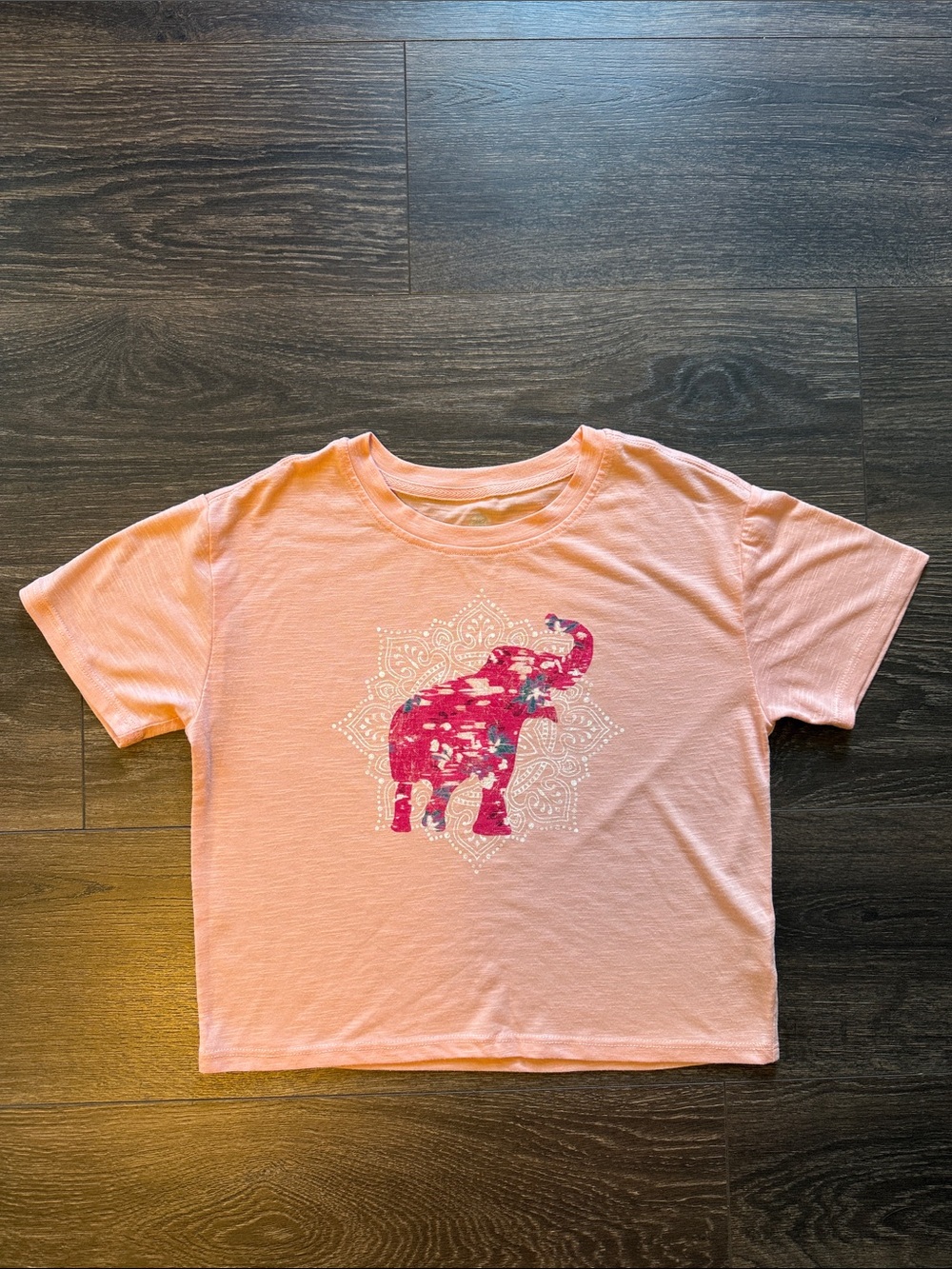 GAIAM Pink Short-Sleeve Tee with Patterned Magenta Elephant